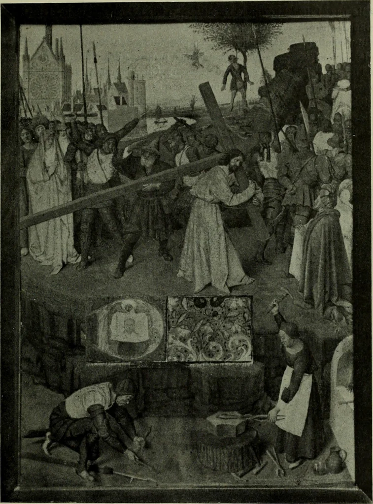An illustration from L'art religieux de la fin du Moyen Age en France : étude sur l'iconographie du Moyen Age et sur ses sources d'inspiration, 1922, leaf 76