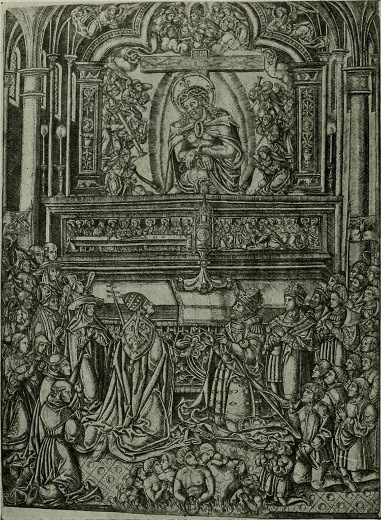 An illustration from L'art religieux de la fin du moyen âge en France; étude sur l'iconographie du moyen âge et sur ses sources d'inspiration;, 1908, leaf 109