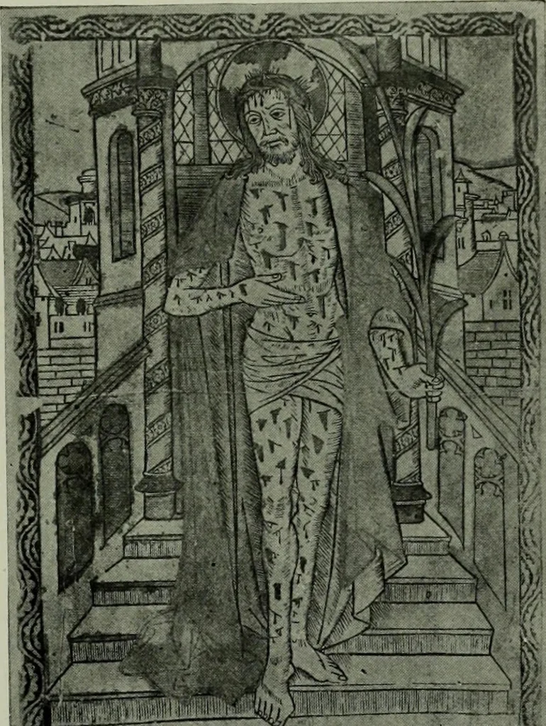 An illustration from L'art religieux de la fin du moyen âge en France; étude sur l'iconographie du moyen âge et sur ses sources d'inspiration;, 1908, leaf 118