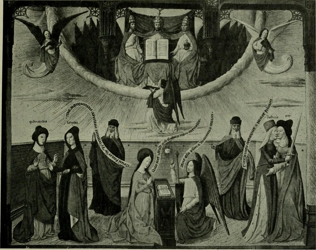 An illustration from L'art religieux de la fin du moyen âge en France; étude sur l'iconographie du moyen âge et sur ses sources d'inspiration;, 1908, leaf 34