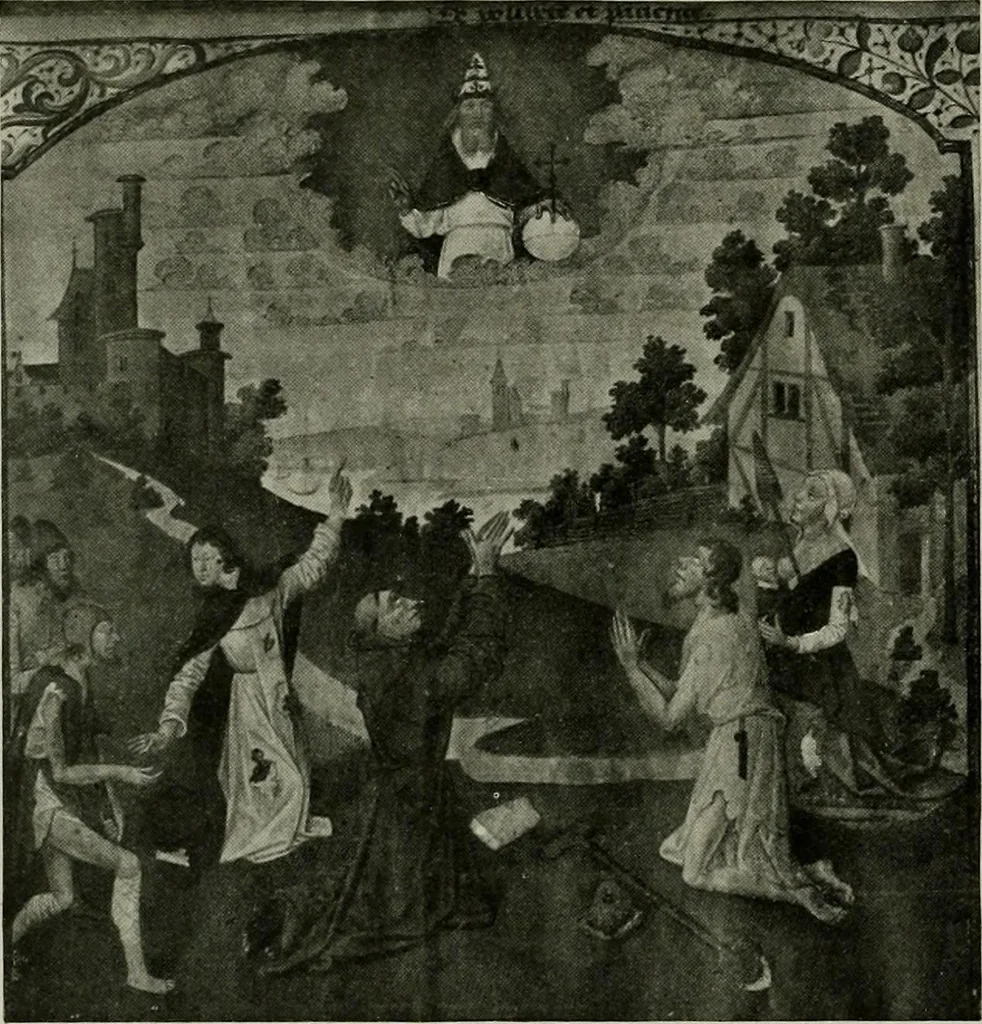 An illustration from L'art religieux de la fin du moyen âge en France; étude sur l'iconographie du moyen âge et sur ses sources d'inspiration;, 1908, leaf 343