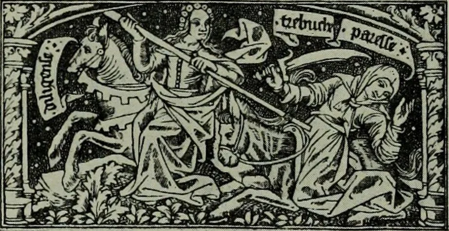 An illustration from L'art religieux de la fin du moyen âge en France; étude sur l'iconographie du moyen âge et sur ses sources d'inspiration;, 1908, leaf 380
