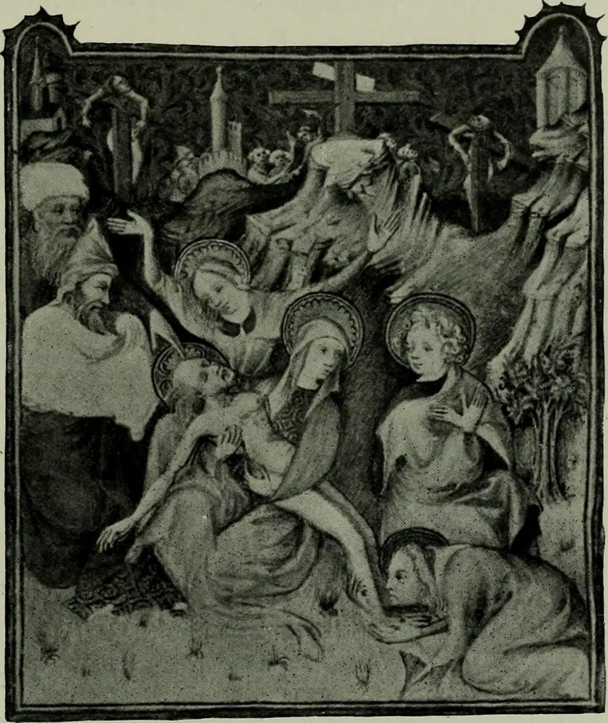 An illustration from L'art religieux de la fin du moyen âge en France; étude sur l'iconographie du moyen âge et sur ses sources d'inspiration;, 1908, leaf 44