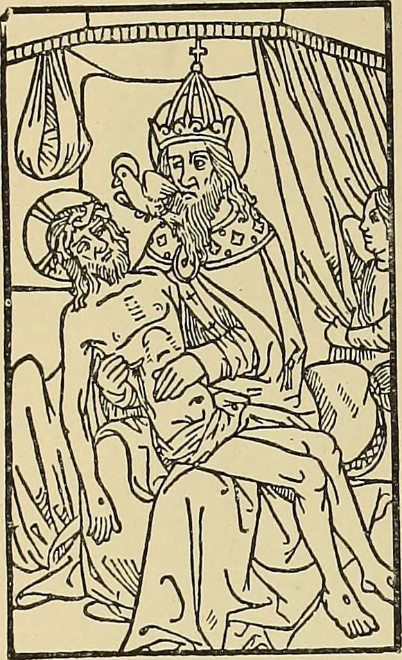 An illustration from L'art religieux de la fin du moyen âge en France; étude sur l'iconographie du moyen âge et sur ses sources d'inspiration;, 1908, leaf 161