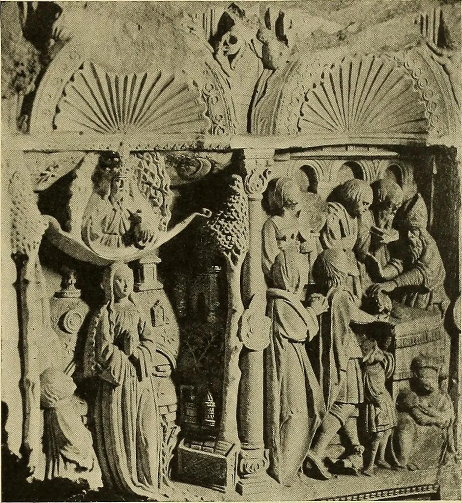 An illustration from L'art religieux de la fin du moyen âge en France; étude sur l'iconographie du moyen âge et sur ses sources d'inspiration;, 1908, leaf 242