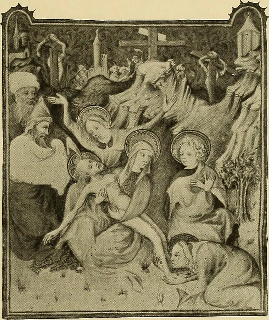 An illustration from L'art religieux de la fin du moyen âge en France; étude sur l'iconographie du moyen âge et sur ses sources d'inspiration;, 1908, leaf 48