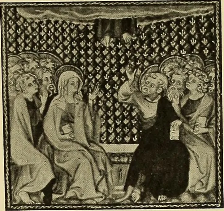 An illustration from L'art religieux de la fin du moyen âge en France; étude sur l'iconographie du moyen âge et sur ses sources d'inspiration;, 1908, leaf 70