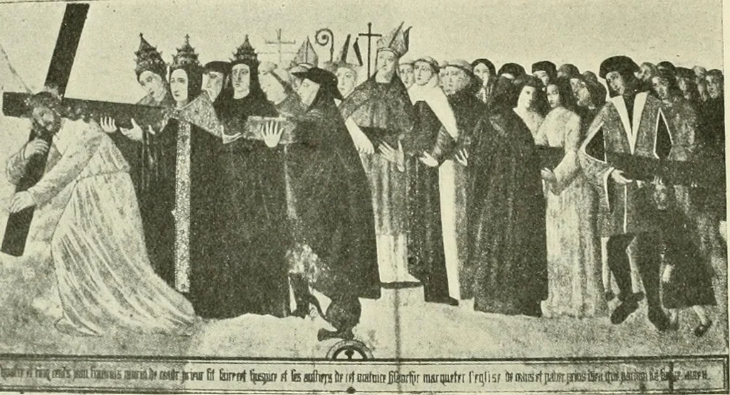 An illustration from L'art religieux de la fin du Moyen Age en France : étude sur l'iconographie du Moyen Age et sur ses sources d'inspiration, 1922, leaf 109