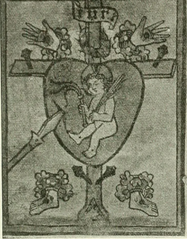 An illustration from L'art religieux de la fin du Moyen Age en France : étude sur l'iconographie du Moyen Age et sur ses sources d'inspiration, 1922, leaf 125