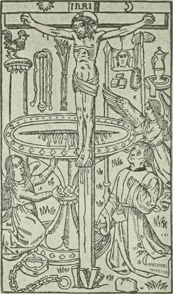 An illustration from L'art religieux de la fin du Moyen Age en France : étude sur l'iconographie du Moyen Age et sur ses sources d'inspiration, 1922, leaf 126