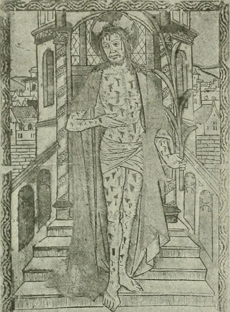 An illustration from L'art religieux de la fin du Moyen Age en France : étude sur l'iconographie du Moyen Age et sur ses sources d'inspiration, 1922, leaf 127