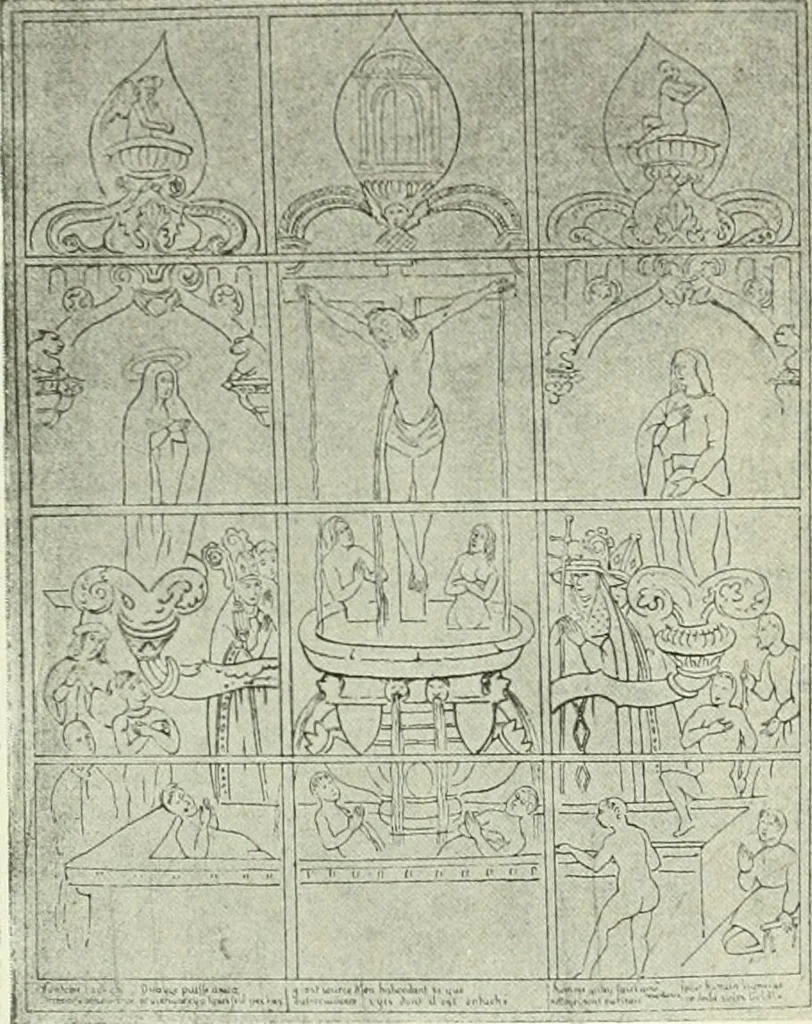 An illustration from L'art religieux de la fin du Moyen Age en France : étude sur l'iconographie du Moyen Age et sur ses sources d'inspiration, 1922, leaf 131