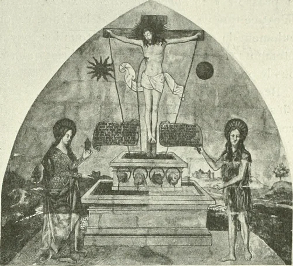 An illustration from L'art religieux de la fin du Moyen Age en France : étude sur l'iconographie du Moyen Age et sur ses sources d'inspiration, 1922, leaf 132