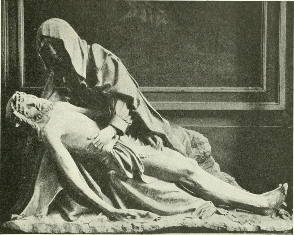 An illustration from L'art religieux de la fin du Moyen Age en France : étude sur l'iconographie du Moyen Age et sur ses sources d'inspiration, 1922, leaf 144