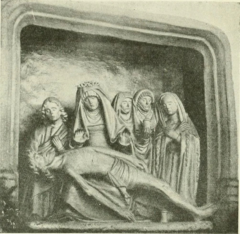 An illustration from L'art religieux de la fin du Moyen Age en France : étude sur l'iconographie du Moyen Age et sur ses sources d'inspiration, 1922, leaf 147