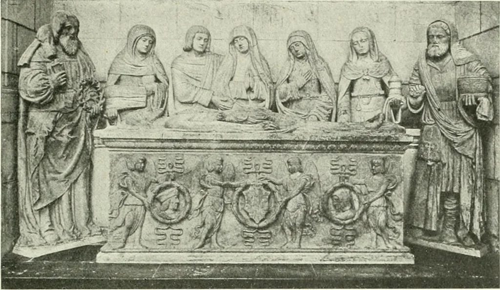 An illustration from L'art religieux de la fin du Moyen Age en France : étude sur l'iconographie du Moyen Age et sur ses sources d'inspiration, 1922, leaf 150