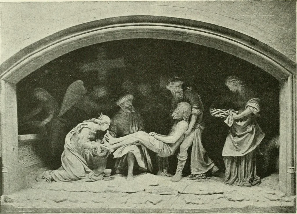 An illustration from L'art religieux de la fin du Moyen Age en France : étude sur l'iconographie du Moyen Age et sur ses sources d'inspiration, 1922, leaf 155