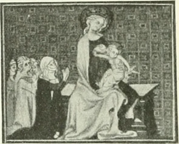 An illustration from L'art religieux de la fin du Moyen Age en France : étude sur l'iconographie du Moyen Age et sur ses sources d'inspiration, 1922, leaf 164