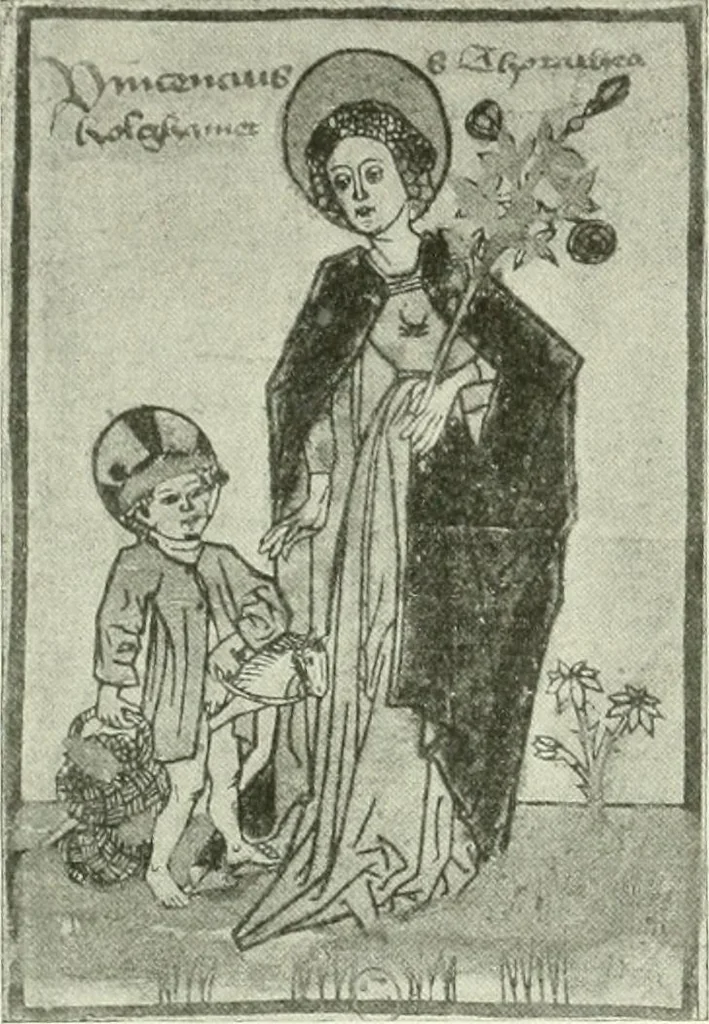 An illustration from L'art religieux de la fin du Moyen Age en France : étude sur l'iconographie du Moyen Age et sur ses sources d'inspiration, 1922, leaf 171