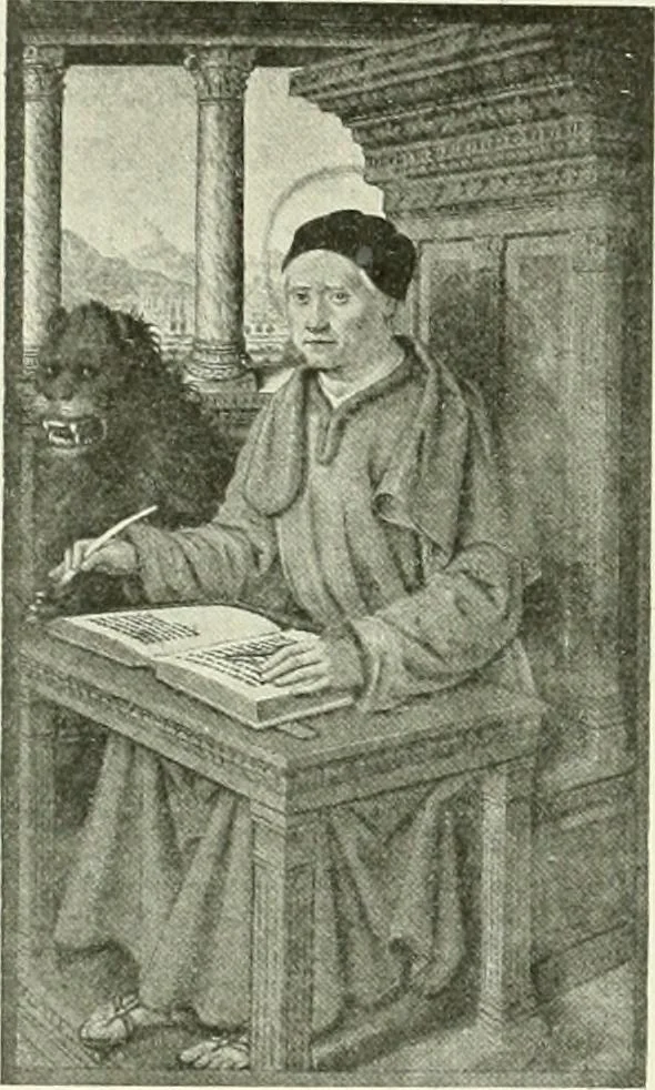An illustration from L'art religieux de la fin du Moyen Age en France : étude sur l'iconographie du Moyen Age et sur ses sources d'inspiration, 1922, leaf 177