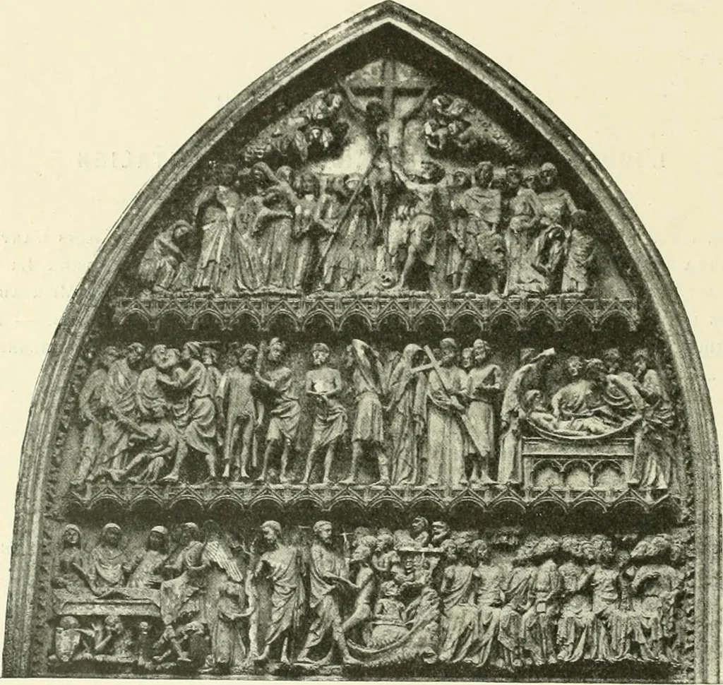 An illustration from L'art religieux de la fin du Moyen Age en France : étude sur l'iconographie du Moyen Age et sur ses sources d'inspiration, 1922, leaf 21