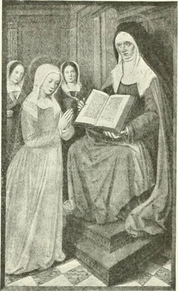 An illustration from L'art religieux de la fin du Moyen Age en France : étude sur l'iconographie du Moyen Age et sur ses sources d'inspiration, 1922, leaf 214