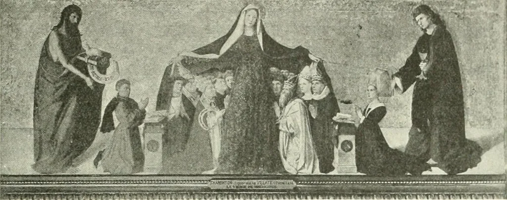 An illustration from L'art religieux de la fin du Moyen Age en France : étude sur l'iconographie du Moyen Age et sur ses sources d'inspiration, 1922, leaf 216