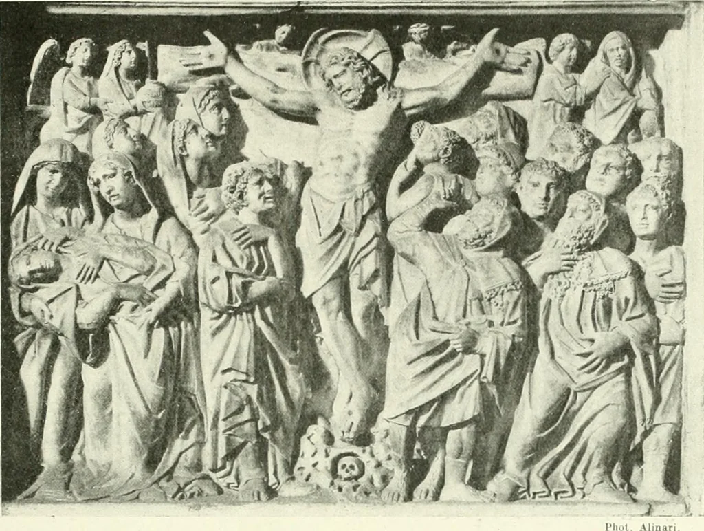 An illustration from L'art religieux de la fin du Moyen Age en France : étude sur l'iconographie du Moyen Age et sur ses sources d'inspiration, 1922, leaf 22