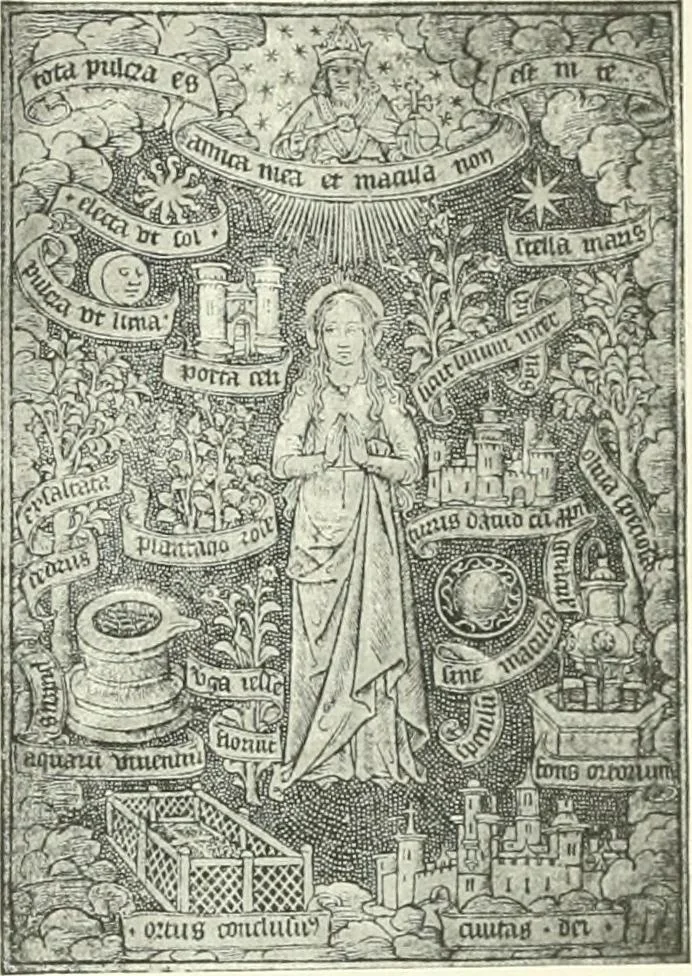 An illustration from L'art religieux de la fin du Moyen Age en France : étude sur l'iconographie du Moyen Age et sur ses sources d'inspiration, 1922, leaf 228
