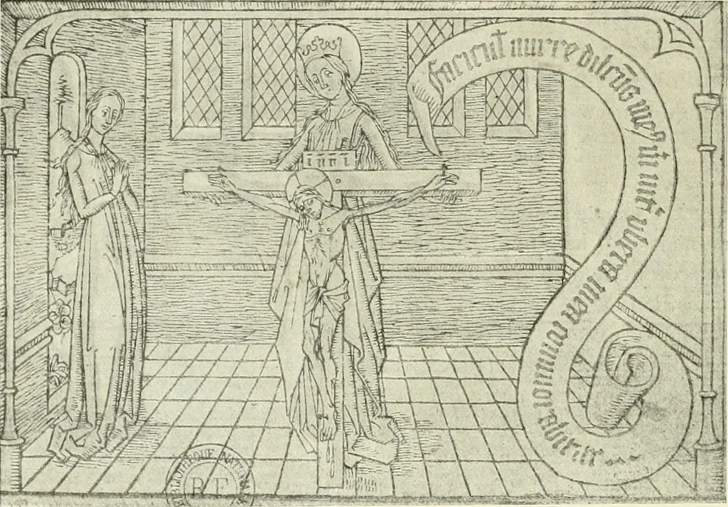 An illustration from L'art religieux de la fin du Moyen Age en France : étude sur l'iconographie du Moyen Age et sur ses sources d'inspiration, 1922, leaf 229
