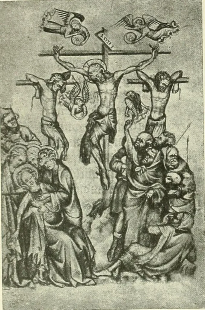 An illustration from L'art religieux de la fin du Moyen Age en France : étude sur l'iconographie du Moyen Age et sur ses sources d'inspiration, 1922, leaf 23