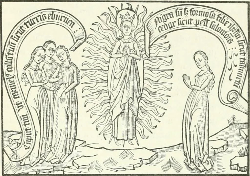 An illustration from L'art religieux de la fin du Moyen Age en France : étude sur l'iconographie du Moyen Age et sur ses sources d'inspiration, 1922, leaf 230