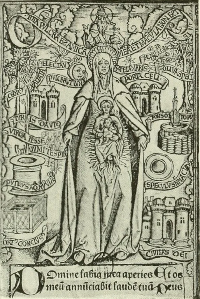 An illustration from L'art religieux de la fin du Moyen Age en France : étude sur l'iconographie du Moyen Age et sur ses sources d'inspiration, 1922, leaf 237