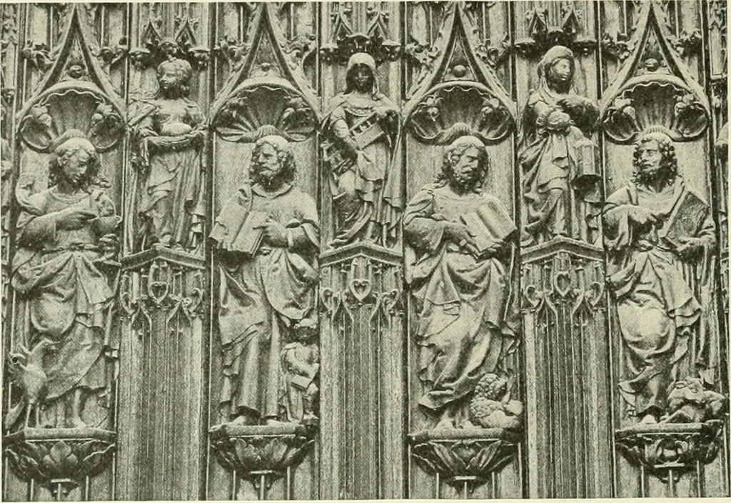 An illustration from L'art religieux de la fin du Moyen Age en France : étude sur l'iconographie du Moyen Age et sur ses sources d'inspiration, 1922, leaf 241