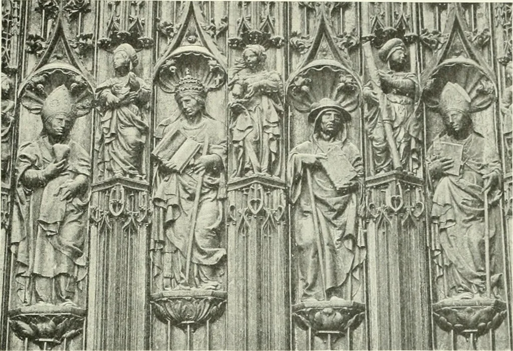 An illustration from L'art religieux de la fin du Moyen Age en France : étude sur l'iconographie du Moyen Age et sur ses sources d'inspiration, 1922, leaf 242