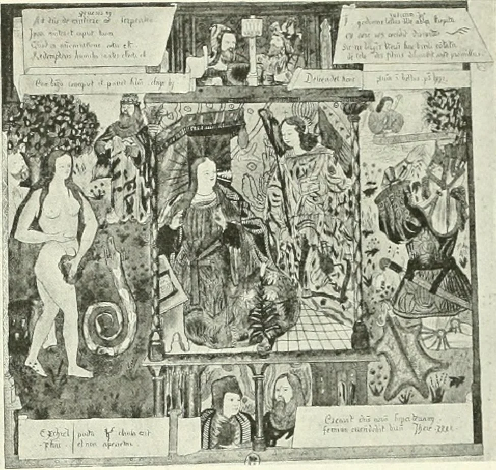 An illustration from L'art religieux de la fin du Moyen Age en France : étude sur l'iconographie du Moyen Age et sur ses sources d'inspiration, 1922, leaf 256