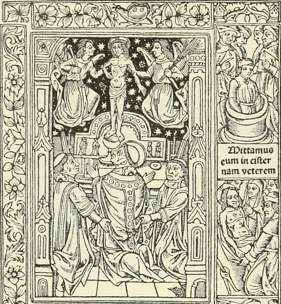 An illustration from L'art religieux de la fin du Moyen Age en France : étude sur l'iconographie du Moyen Age et sur ses sources d'inspiration, 1922, leaf 261