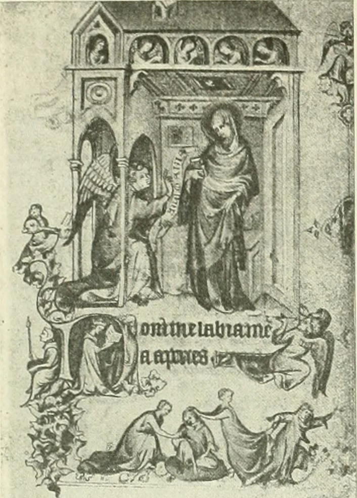 An illustration from L'art religieux de la fin du Moyen Age en France : étude sur l'iconographie du Moyen Age et sur ses sources d'inspiration, 1922, leaf 27