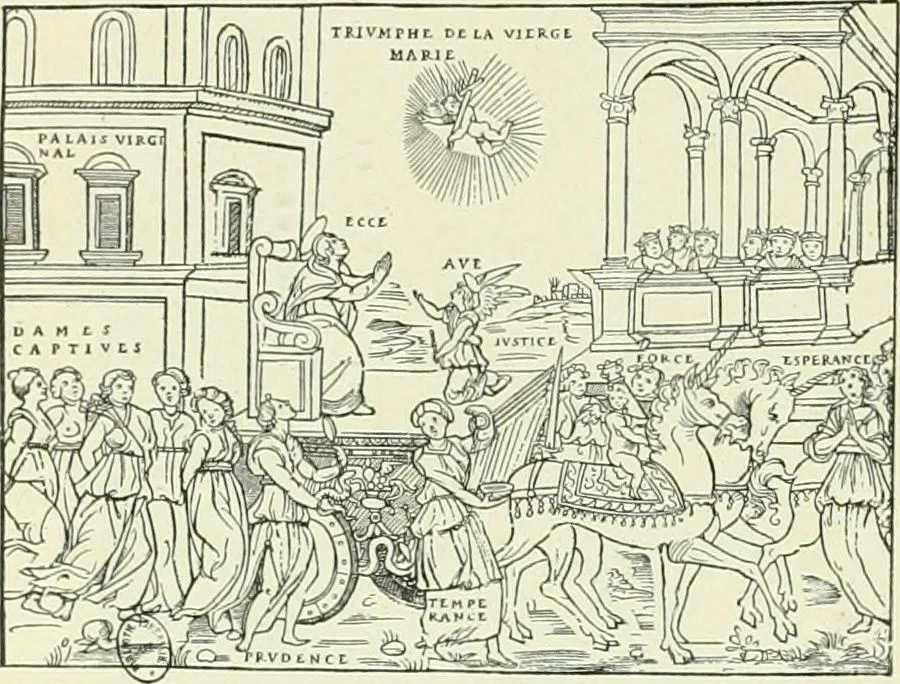 An illustration from L'art religieux de la fin du Moyen Age en France : étude sur l'iconographie du Moyen Age et sur ses sources d'inspiration, 1922, leaf 305
