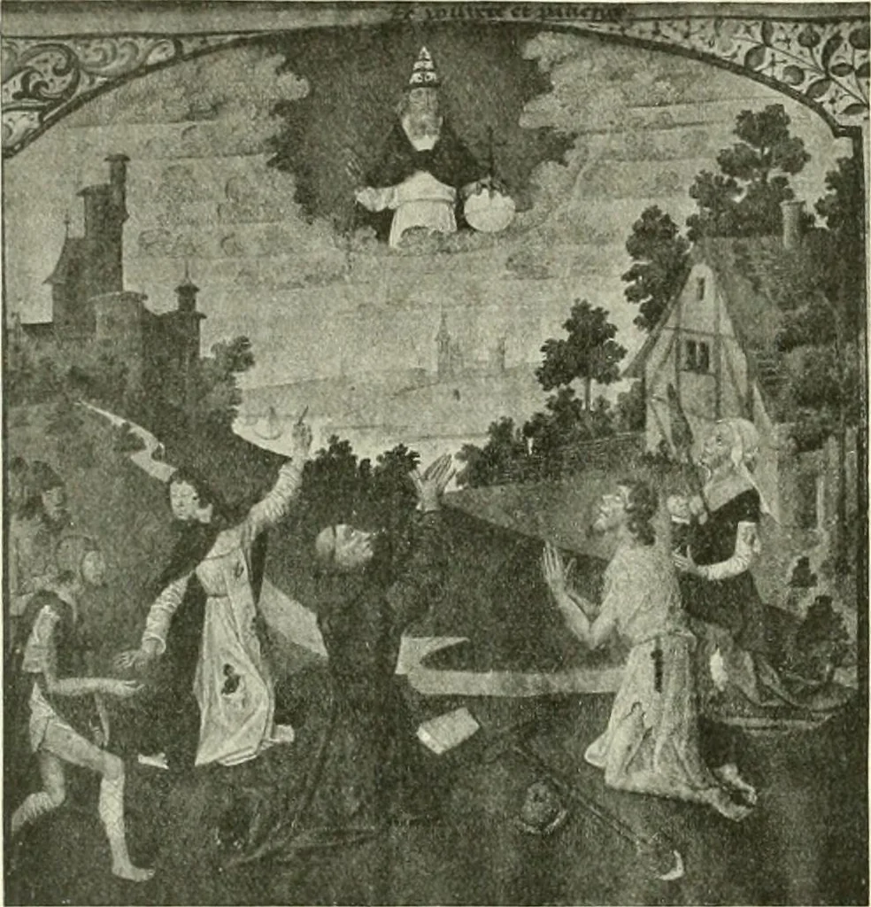 An illustration from L'art religieux de la fin du Moyen Age en France : étude sur l'iconographie du Moyen Age et sur ses sources d'inspiration, 1922, leaf 325