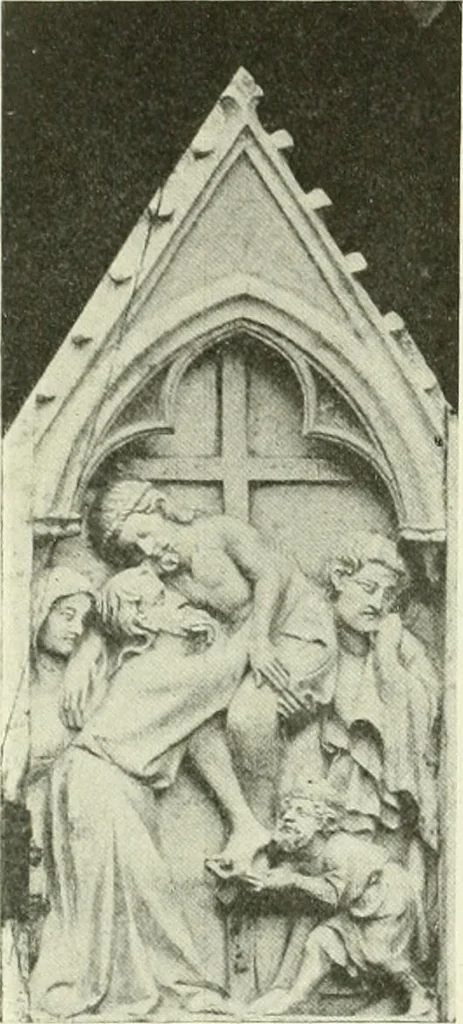 An illustration from L'art religieux de la fin du Moyen Age en France : étude sur l'iconographie du Moyen Age et sur ses sources d'inspiration, 1922, leaf 33