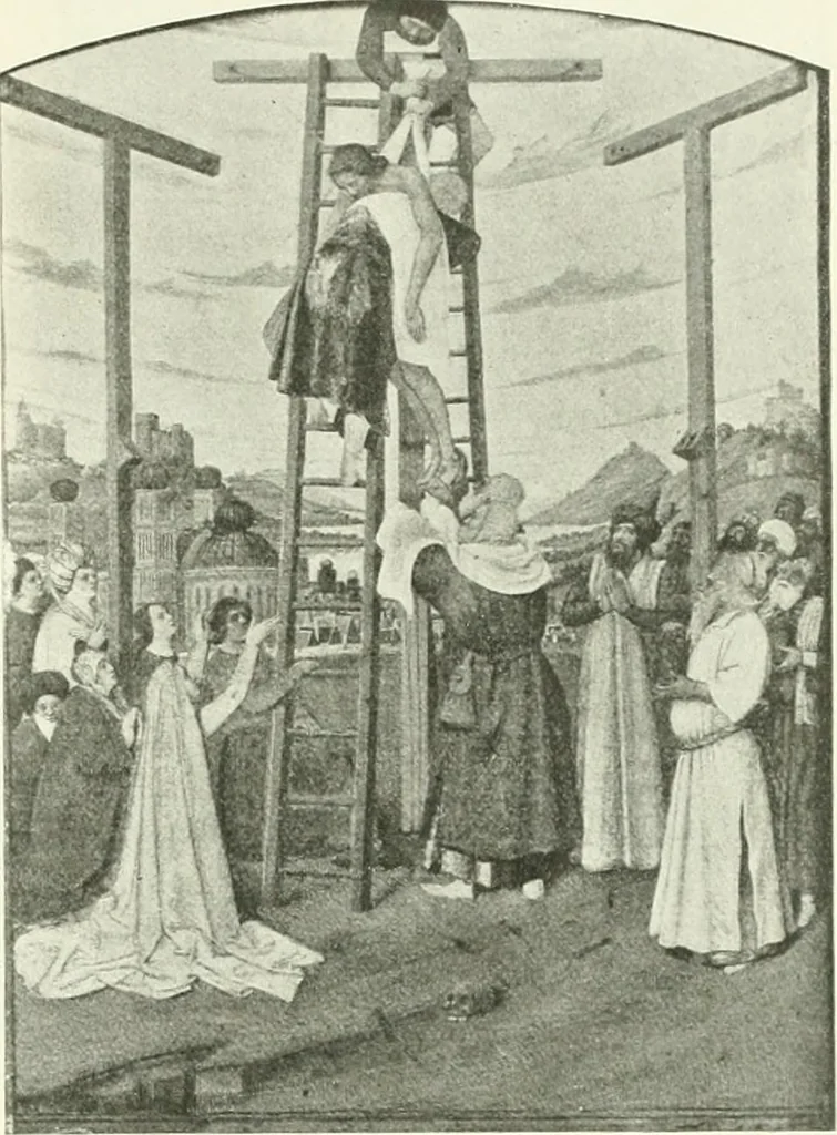An illustration from L'art religieux de la fin du Moyen Age en France : étude sur l'iconographie du Moyen Age et sur ses sources d'inspiration, 1922, leaf 34