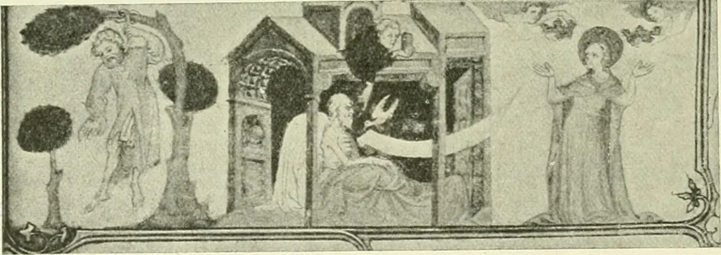 An illustration from L'art religieux de la fin du Moyen Age en France : étude sur l'iconographie du Moyen Age et sur ses sources d'inspiration, 1922, leaf 345