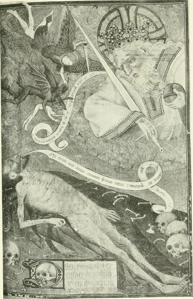 An illustration from L'art religieux de la fin du Moyen Age en France : étude sur l'iconographie du Moyen Age et sur ses sources d'inspiration, 1922, leaf 368