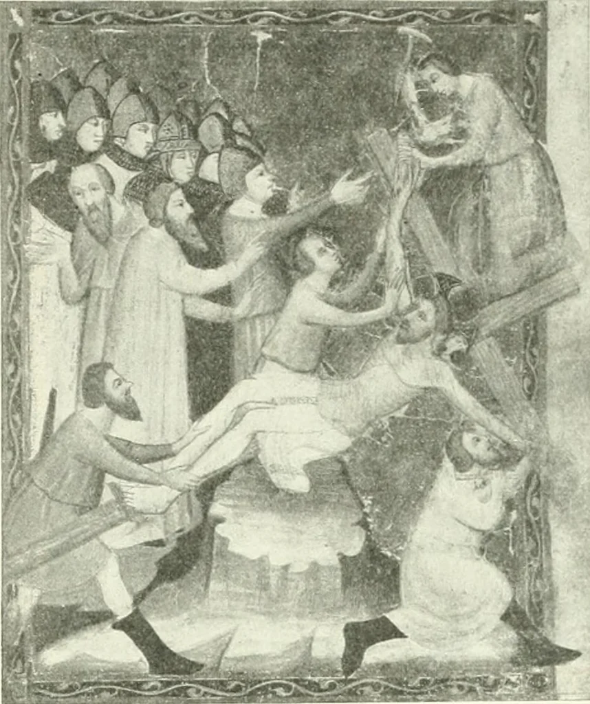 An illustration from L'art religieux de la fin du Moyen Age en France : étude sur l'iconographie du Moyen Age et sur ses sources d'inspiration, 1922, leaf 42