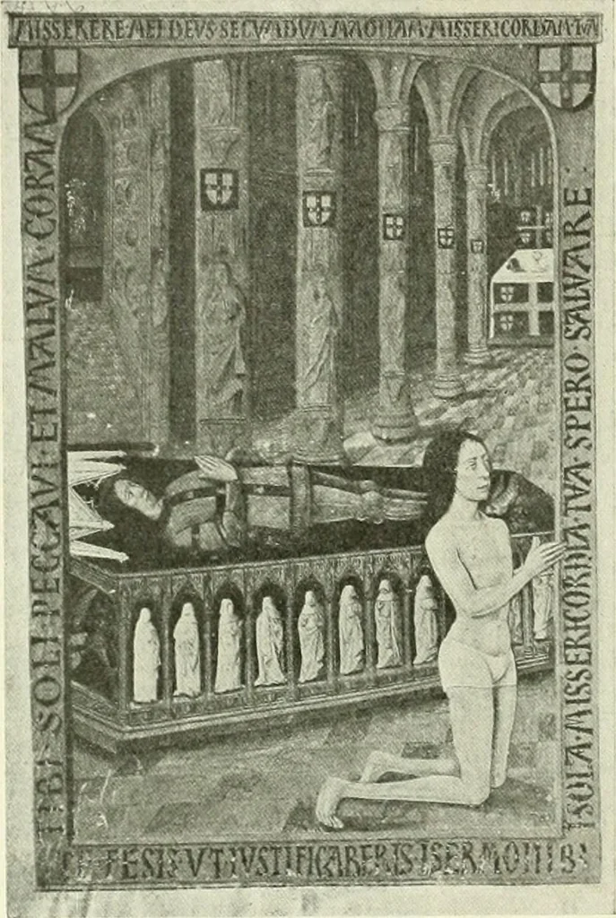 An illustration from L'art religieux de la fin du Moyen Age en France : étude sur l'iconographie du Moyen Age et sur ses sources d'inspiration, 1922, leaf 435