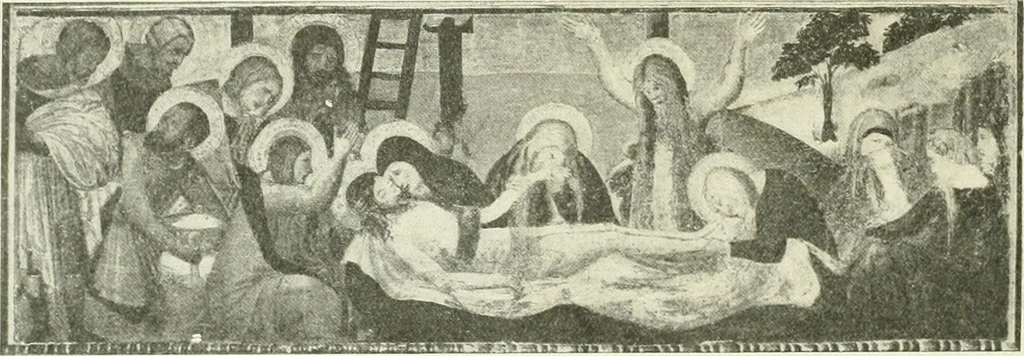 An illustration from L'art religieux de la fin du Moyen Age en France : étude sur l'iconographie du Moyen Age et sur ses sources d'inspiration, 1922, leaf 45