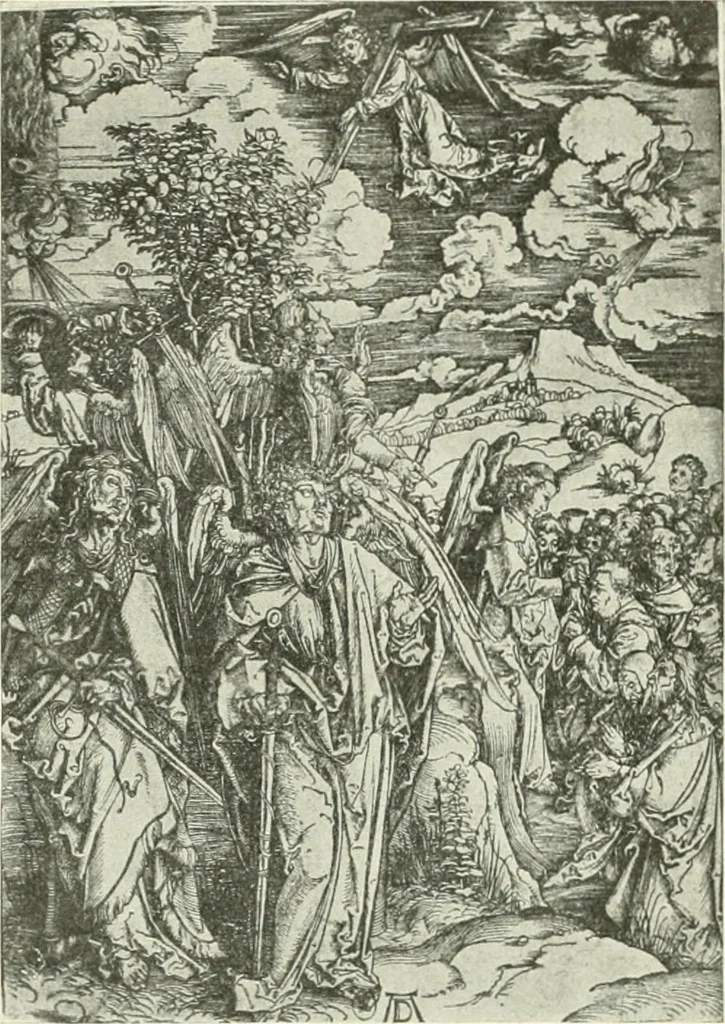 An illustration from L'art religieux de la fin du Moyen Age en France : étude sur l'iconographie du Moyen Age et sur ses sources d'inspiration, 1922, leaf 464