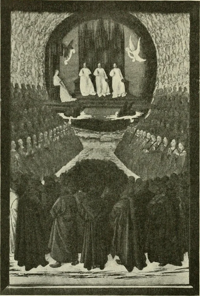 An illustration from L'art religieux de la fin du Moyen Age en France : étude sur l'iconographie du Moyen Age et sur ses sources d'inspiration, 1922, leaf 493