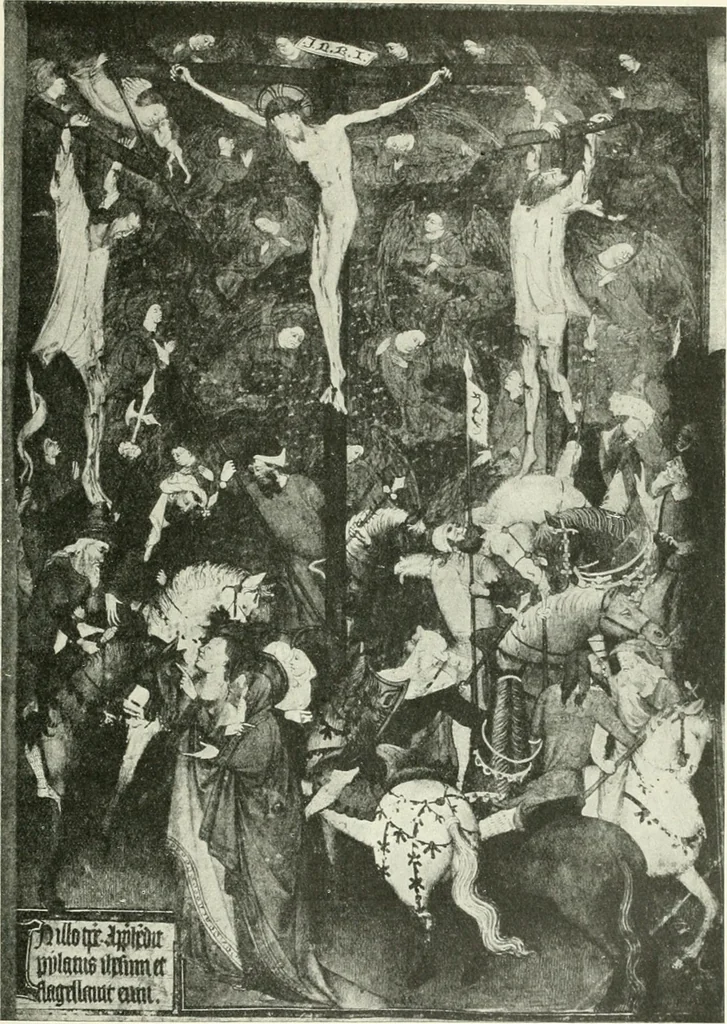 An illustration from L'art religieux de la fin du Moyen Age en France : étude sur l'iconographie du Moyen Age et sur ses sources d'inspiration, 1922, leaf 50